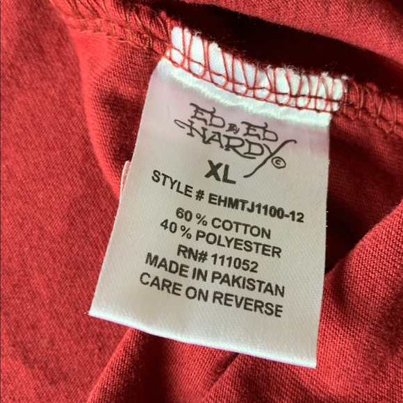 Ed Hardy Burgundy Dragon Graphic Tee - Picture 7 of 10